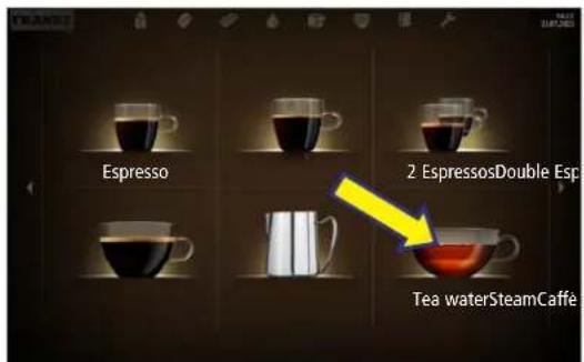Espresso, 2 Espressos, Double Espresso, Tea water, Steam, Caffe