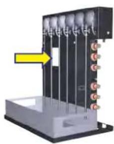 Exterior view of a server rack unit with cooling fins and heat sinks (no text or symbols visible).