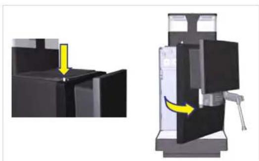 Two mechanical assembly diagrams showing a press or clamping mechanism with yellow arrows indicating motion, no text or symbols present.