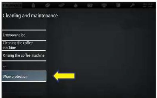 Cleaning and maintenance Error/event log Cleaning the coffee machine Rinsing the coffee machine ... Wipe protection