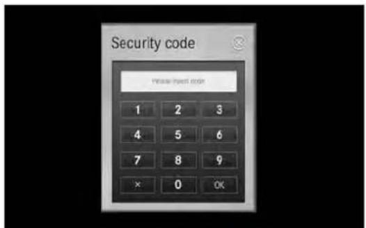 Security code, Value search code, 1 2 3, 4 5 6, 7 8 9, × 0 OK.