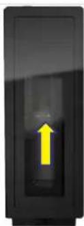 Black rectangular object with a yellow upward arrow inside, no visible text or symbols.