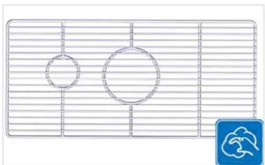 Grid pattern with two circular cutouts and a blue brain icon at the bottom right (no text or symbols)
