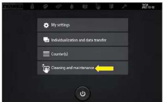 My settings Individualization and data transfer Counter(s) Cleaning and maintenance