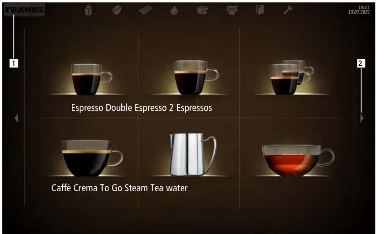 FRANKE 14:11 15.07.2021 Espresso Double Espresso 2 Espressos 2 Caffè Crema To Go Steam Tea water