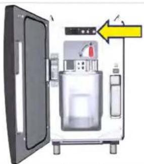 Diagram of a laboratory apparatus with a container and control panel, showing no visible text or symbols.