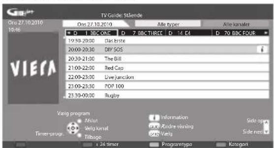 TV Guide Stände One 27.10.2010 10:46 D 1 BBC ONE D 7 BBC THREE D 14 E4 D 70 BBC FOUR 19:30-20:30 Das Erste 20:00-20:30 DIY SOS 20:30-21:30 The Bill 21:00-22:30 Red Cap 22:00-23:30 Live Junction 23:00-23:30 POP 100 23:30-00:30 Rugby Vierra program Mistut Information Verg kanal Part Andre vanning Side open Tilbage And Visig Side net Timer-program 1/24 timer Programtype Körngort