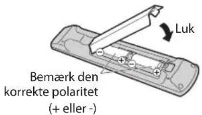 Luk Bemærk den korrekte polaritet (+ eller -)