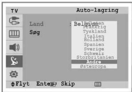 TV Auto-lagring Land : Belheimen Frankrig Tyskland Italien Holland Spanien Sverige Schweiz Storbritanien Andre Østeuropa Flyt Enter Skip