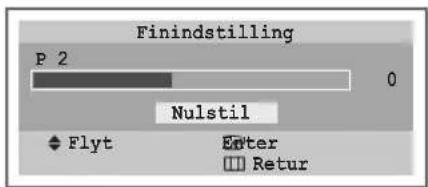 Finindstilling P 2 0 Nulstil Flyt Enter Return