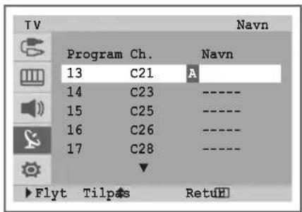 TV Program Ch. Navn 13 C21 A 14 C23 ---- 15 C25 ---- 16 C26 ---- 17 C28 ---- ▲ Flyt Tilpas RetuH