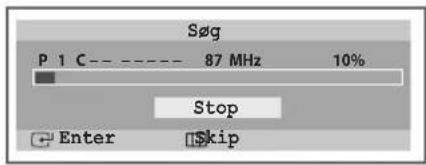 Søg P 1 C---- 87 MHz 10% Stop Enter $kip