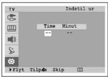 TV Indstil ur Time Minut -- -- Flyt Tilpas Skip