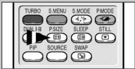 TURBO S.MENU S.MODE P.MODE DUAL I-II P.SIZE SLEEP STILL PIP SOURCE SWAP
