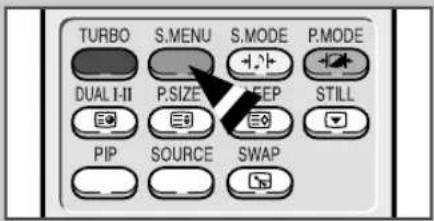 TURBO S.MENU S.MODE P.MODE DUAL I-II P.SIZE SEP STILL PIP SOURCE SWAP