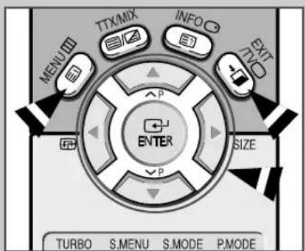MENU TTXMIX INFO EXIT P ENTER SIZE P TURBO S.MENU S.MODE P.MODE