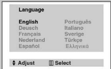 Language English Português Deutsch Italiano Français Sverige Nederland Türkçe Español Élémyké Adjust Select
