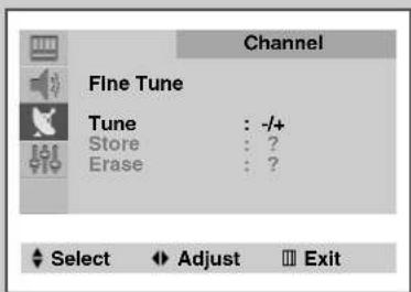 Channel Fine Tune Tune : -/+ Store : ? Erase : ?