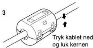 3 Tryk kablet ned og luk kernen