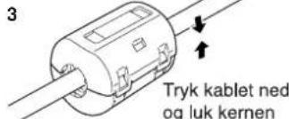 3 Tryk kablet ned og luk kernen