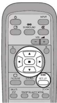 INPUT SURROUND VOL N R PICTURE SOUND SET UP MULTI P/V SWAP SELECT MOVE ZOOM