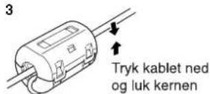 3 Tryk kablet ned og luk kernen