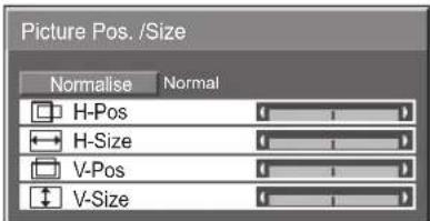 Picture Pos. /Size Normalise Normal H-Pos H-Size V-Pos V-Size