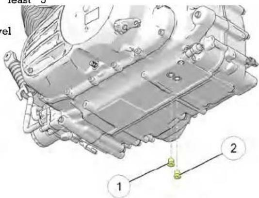 Technical diagram of an engine component with numbered parts and a labeled connection point
