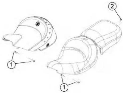 Technical diagram of a helmet with labeled parts, showing exploded and assembled views