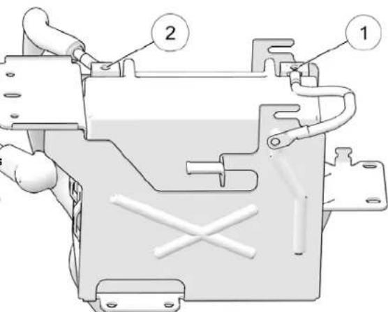 Technical diagram of an electrical component with labeled parts 1 and 2