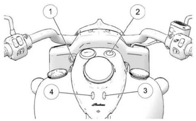Technical diagram of a mechanical device with numbered components labeled 1, 2, 3, and 4.