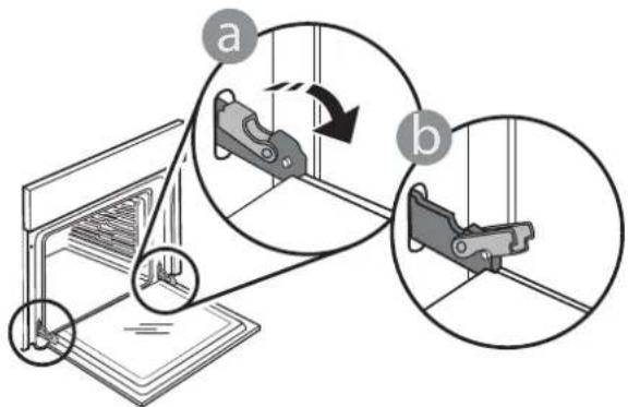 Diagram illustrating a mechanical assembly process with labeled steps a and b showing step-by-step assembly of a component.