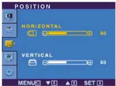 POSITION HORIZONTAL 50 VERTICAL 50 MENU ▼ ▲ SET