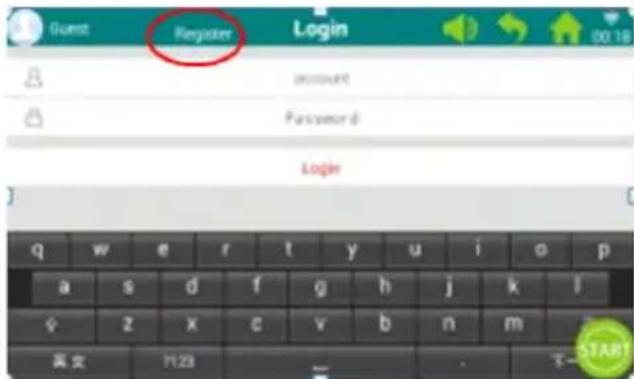 Guest Register Login account Password Login q w e r t y u i o p a s d f g h j k l z x c v b n m 英文 123 - - START
