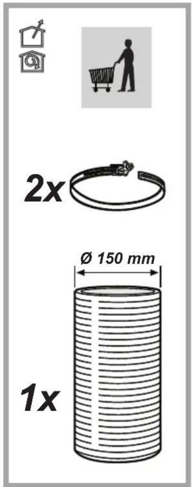 2x Ø 150 mm 1x