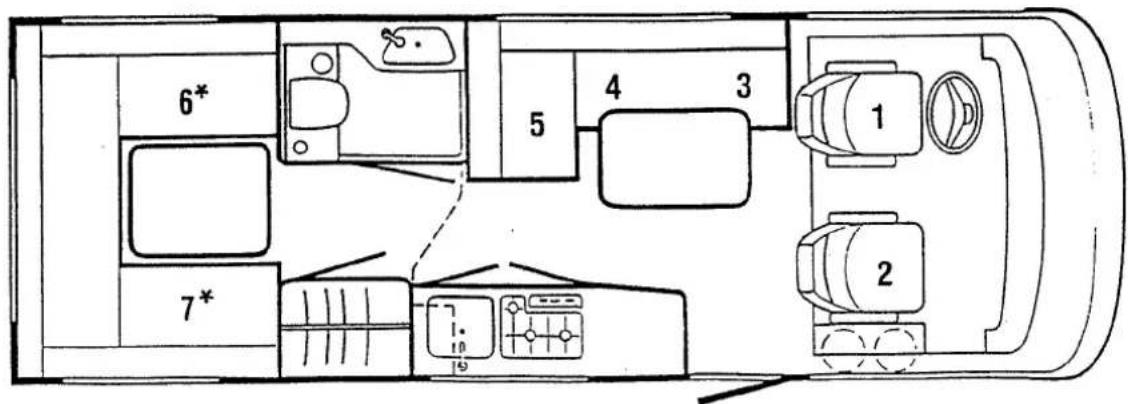 Hymer B644 (1996) - Appendix A Seating Plan - 2