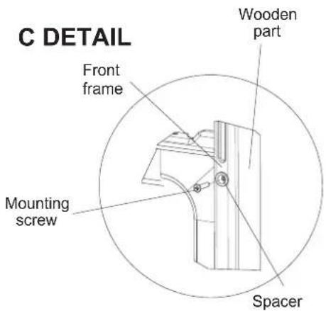 C DETAIL Front frame Mounting screw Wooden part Spacer