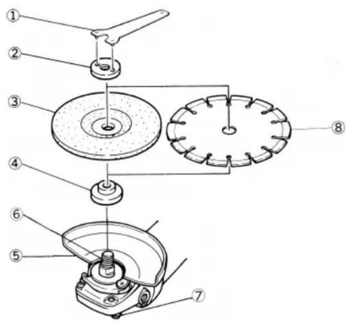 Exploded view diagram of a mechanical assembly with numbered parts for identification