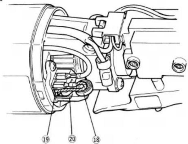 Technical diagram of a mechanical assembly with numbered parts labeled 18, 20, and 19