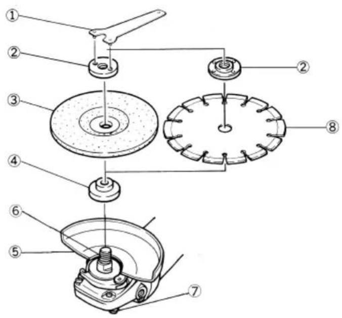 Exploded view diagram of a mechanical assembly with numbered parts for identification