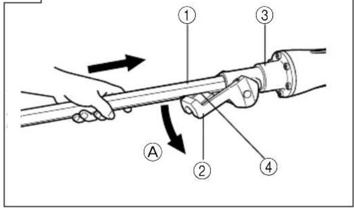 Technical diagram showing a mechanical assembly with labeled parts and directional arrows indicating motion or force.