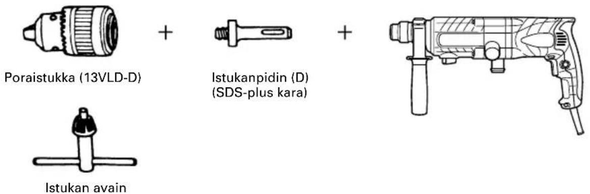 Poraistukka (13VLD-D) + Istukanpidin (D) (SDS-plus kara) + Istukan avain