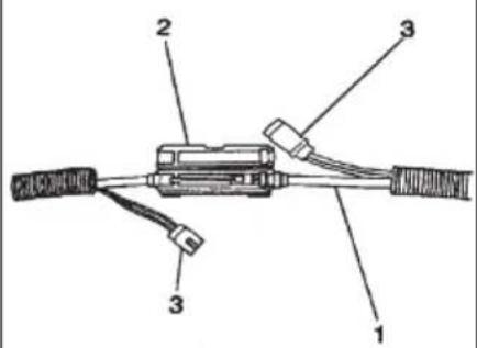 Technical diagram of a cable connector with labeled parts 1, 2, and 3