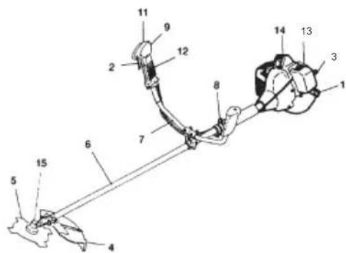 Technical diagram of a mechanical assembly with numbered components for identification