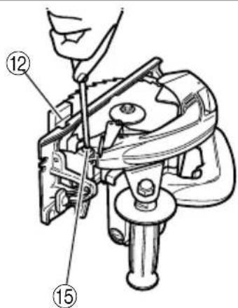 Technical diagram of a mechanical device with numbered parts labeled 12 and 15