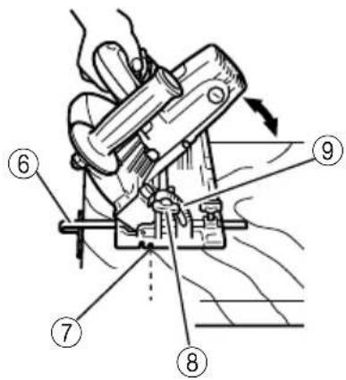 Technical diagram of a mechanical device with numbered parts and directional arrows indicating motion or assembly.