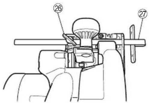 Technical diagram of a mechanical assembly with numbered components labeled 26 and 27