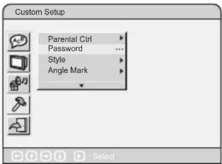 Custom Setup Parental Ctrl Password ... Style Angle Mark Select