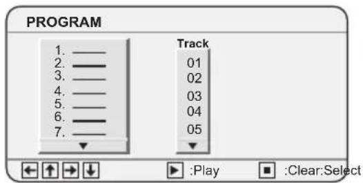 PROGRAM 1. _ 2. _ 3. _ 4. _ 5. _ 6. _ 7. _ Track 01 02 03 04 05 Play Clear:Select