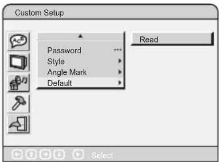 Custom Setup Password Style Angle Mark Default Read Select